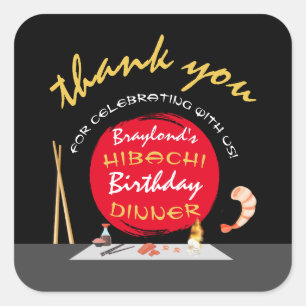 Hibachi Birthday Dinner Hibachi Party Thank You Square Sticker