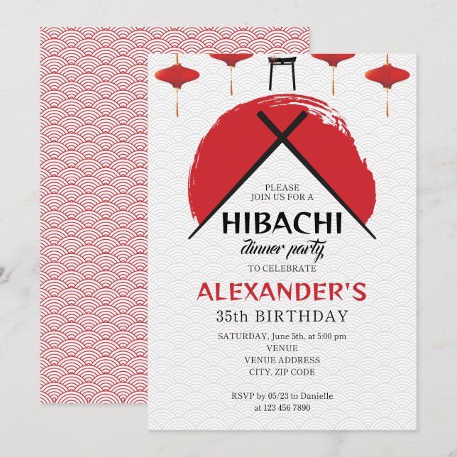 Hibachi Birthday Party Private Chef Japanese Theme Invitation (Front/Back)