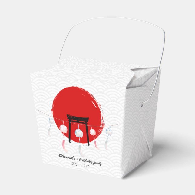 Hibachi Birthday Party Wind Chimes Furin Japanese Favor Box (Front Side)