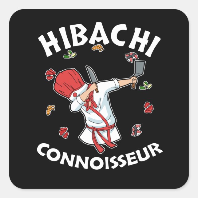 Hibachi Connoisseur Hibachi Grill Gift Hibachi Square Sticker (Front)