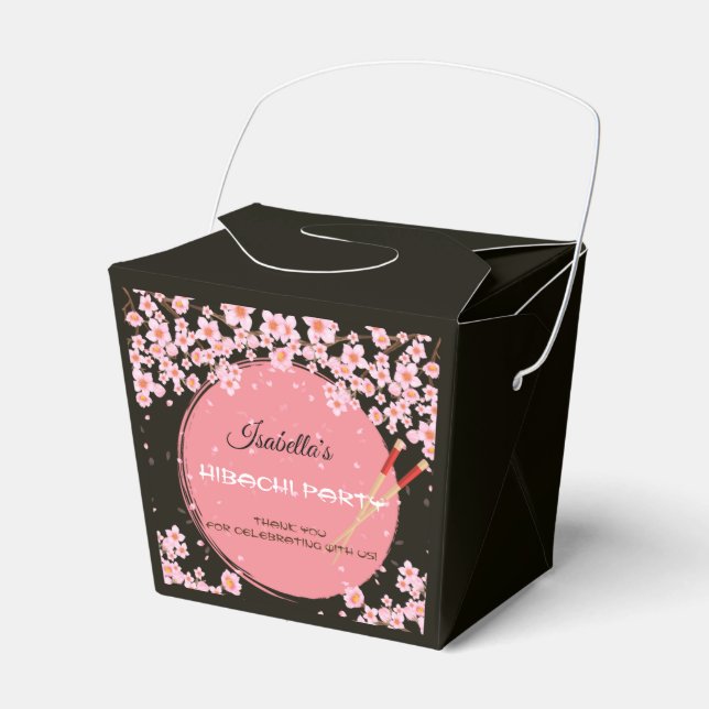 Hibachi Japanese Dinner Birthday Party Take Out Favor Box (Front Side)