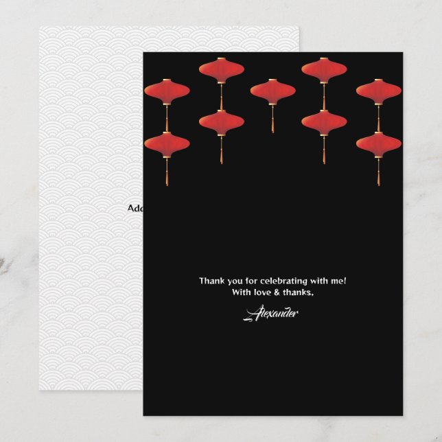 Hibachi Theme Birthday Private Chef Japanese Party Thank You Card (Front/Back)