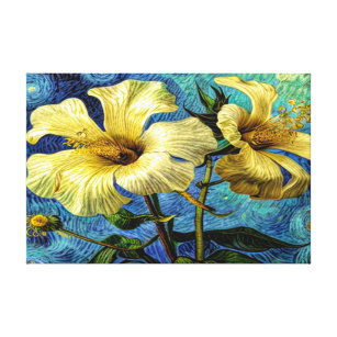 Hibiscus_01 Van Gogh Style Art  Canvas Print