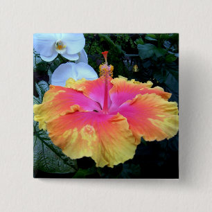 hibiscus 2 inch square button