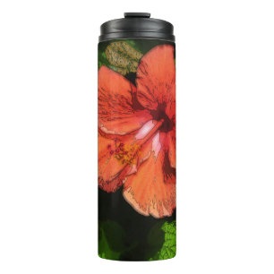 Hibiscus 424 tropical red flower thermal tumbler