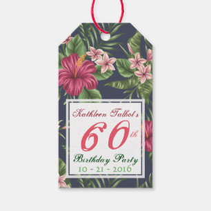 Hibiscus 60th Birthday Party Gift Tag