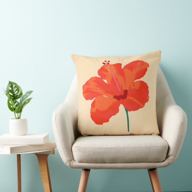 Hibiscus Affection Throw Pillow (Chair)