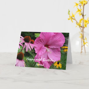 Hibiscus And Flower Friends Personalized Birthday  Card