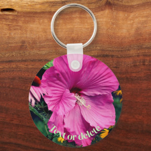 Hibiscus And Flower Friends Personalized Keychain
