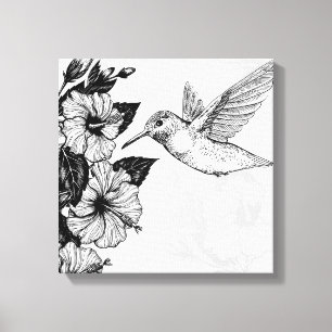 Hibiscus and hummingbird canvas print