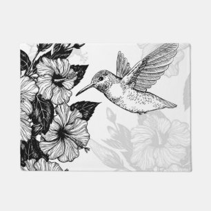 Hibiscus and hummingbird doormat