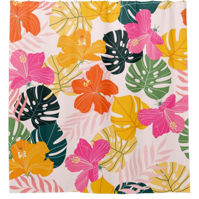 Hibiscus and monstera leaves tropical pattern desi (Front)