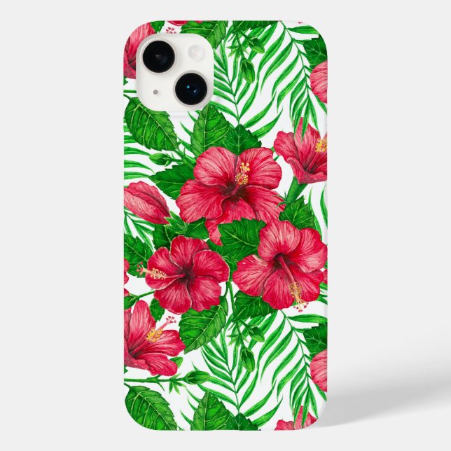Hibiscus and palm leaves Case-Mate iPhone case (Back)
