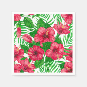 Hibiscus and palm leaves napkin