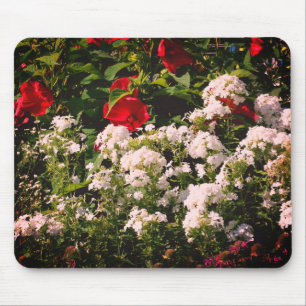 Hibiscus And Phlox Flower Garden Mouse Pad