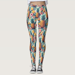 Hibiscus and Pineapple Leggings