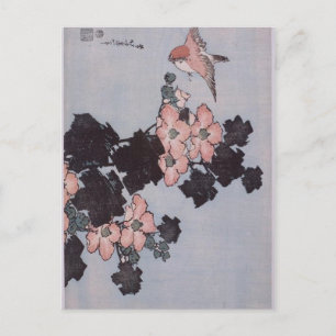 Hibiscus and Sparrow by Katsushika Hokusai Postcard