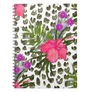Hibiscus Animal: Watercolor Seamless Pattern. Notebook