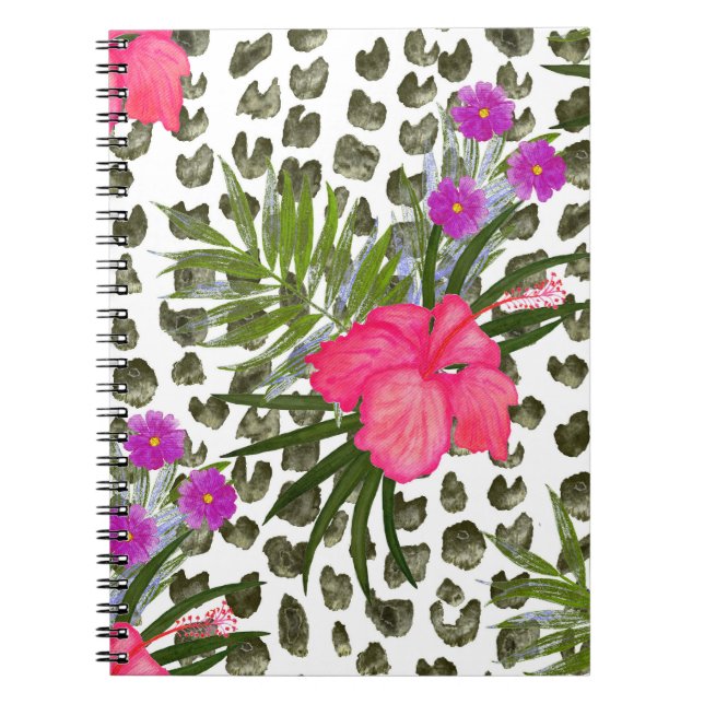 Hibiscus Animal: Watercolor Seamless Pattern. Notebook (Front)