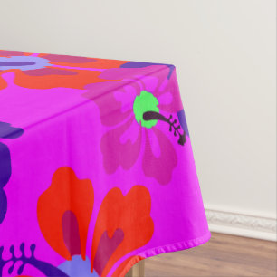 Hibiscus Art Bold Pattern Tropical Themed Tablecloth