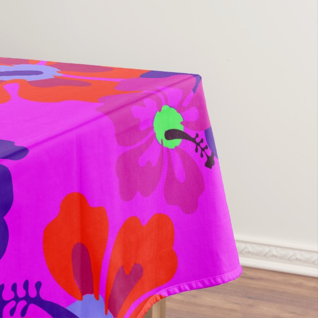 Hibiscus Art Bold Pattern Tropical Themed Tablecloth (In Situ)