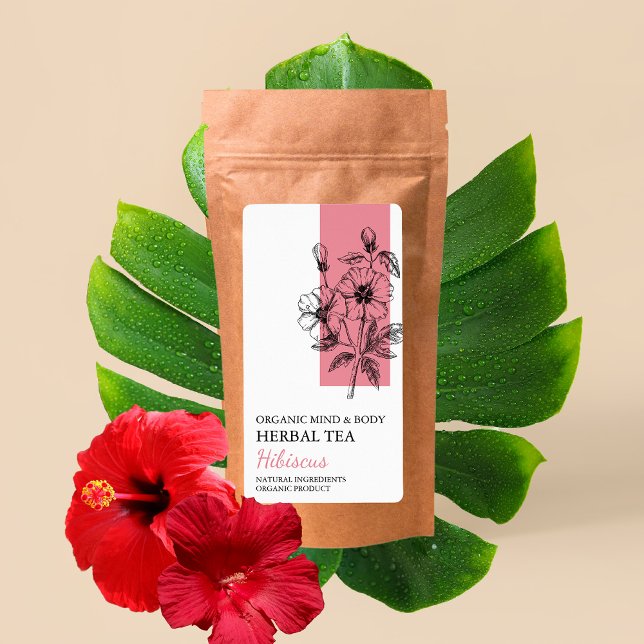 Hibiscus bio Herbal Tea Étiquette (Créateur téléchargé)