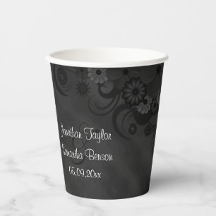 Hibiscus Black Floral Save The Date Fridge Magnets Paper Cups