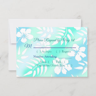 Hibiscus bleu et Turquoise Mariage tropical Carte 