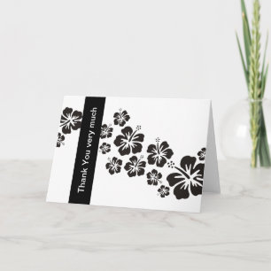 hibiscus blooms in black + Thank You very much Card