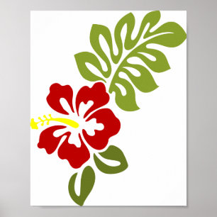 Hibiscus Blossom Leaf Red Blooming Nature Poster