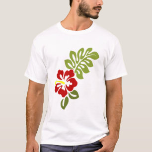 Hibiscus Blossom Leaf Red Blooming Nature T-Shirt