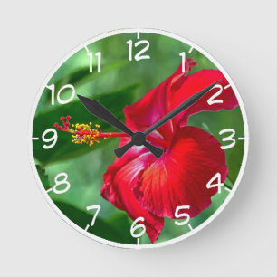 Hibiscus Blossom Round Clock