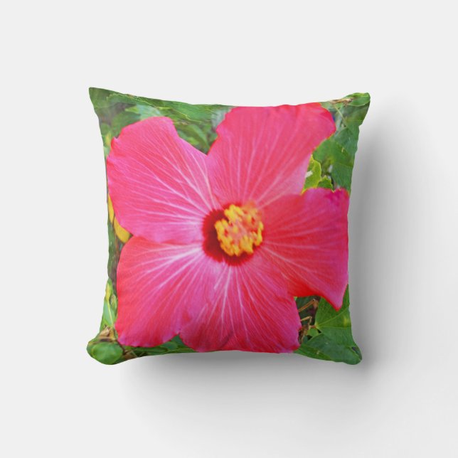 Hibiscus Blossom Throw Pillow (Front)