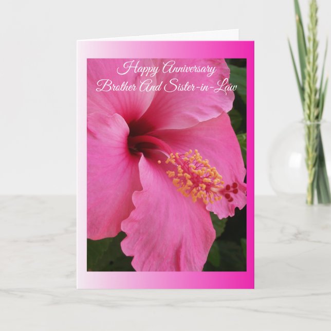 Hibiscus Brother And Wife Personalised Anniversary Card (Front)