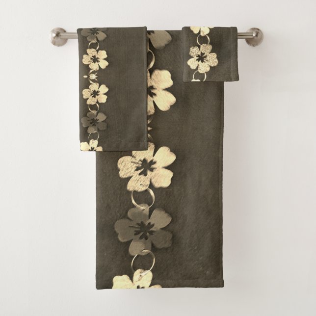 Hibiscus Brown Floral  Bath Towel Set (Insitu)