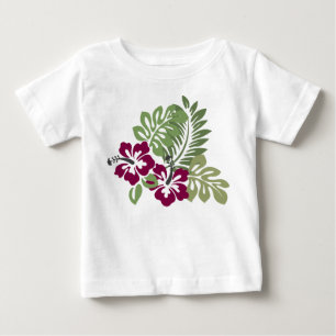 Hibiscus Burgundy Foliage Decoration Floral Trucke Baby T-Shirt