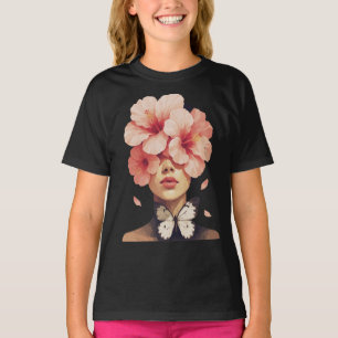 Hibiscus & Butterfly – Modern Floral Botanical T-Shirt