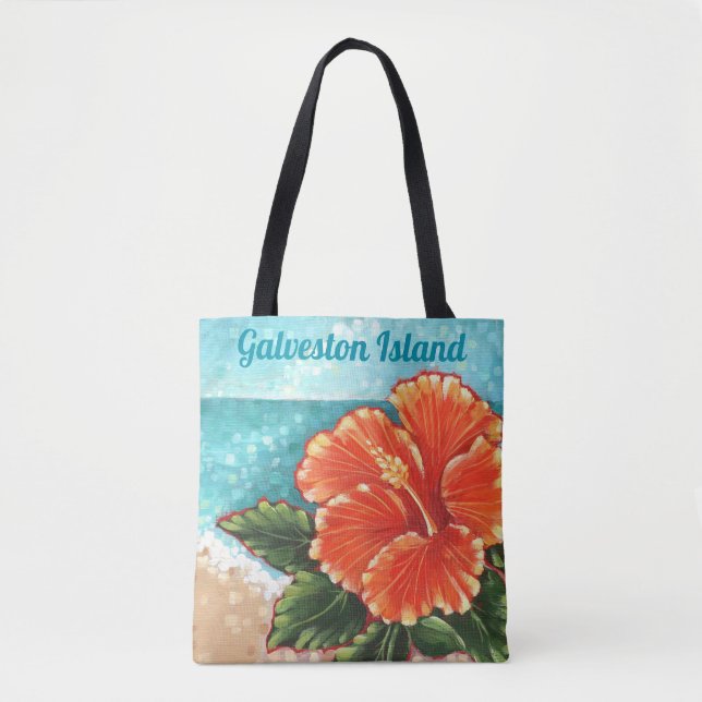 "Hibiscus by the Beach" Custom Tote Bag (Front)