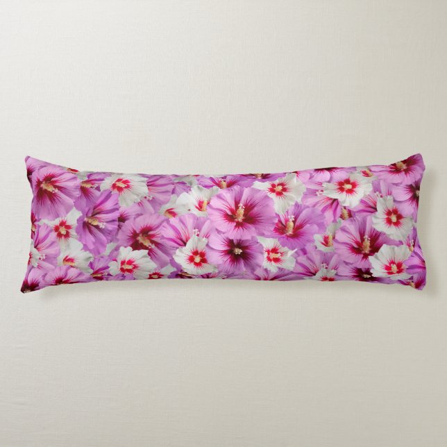 Hibiscus - Chinese Rose Flower Pattern Body Pillow (Front)