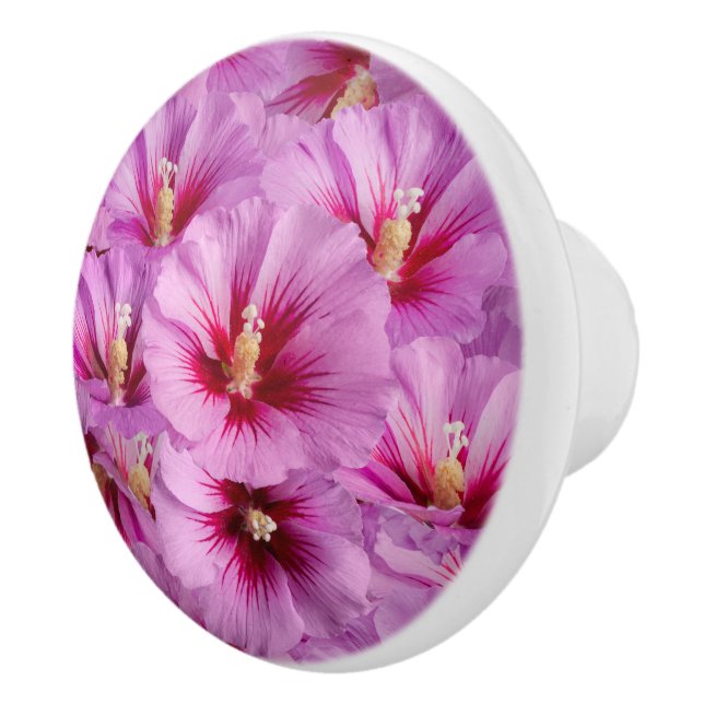 Hibiscus - Chinese Rose Flower Pattern Ceramic Knob (Right)