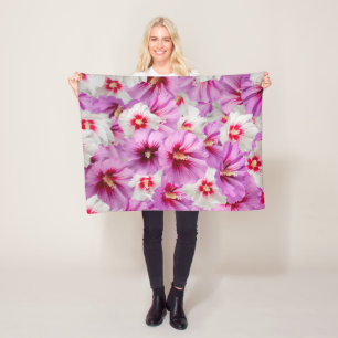 Hibiscus - Chinese Rose Flower Pattern Fleece Blanket