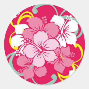 Hibiscus Classic Round Sticker