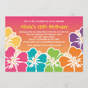 Hibiscus coloré Invitations d'anniversaire n'impor