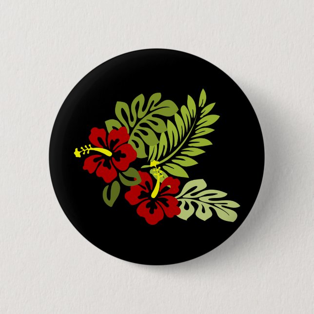 Hibiscus design 2 inch round button (Front)