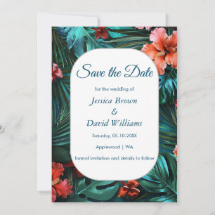 Hibiscus Dream Tropical Wedding Save The Date Card