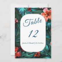Hibiscus Dream Tropical Wedding Table Number