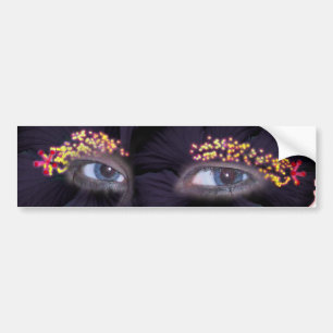 Hibiscus Eyes - Black/Purple Bumper Sticker