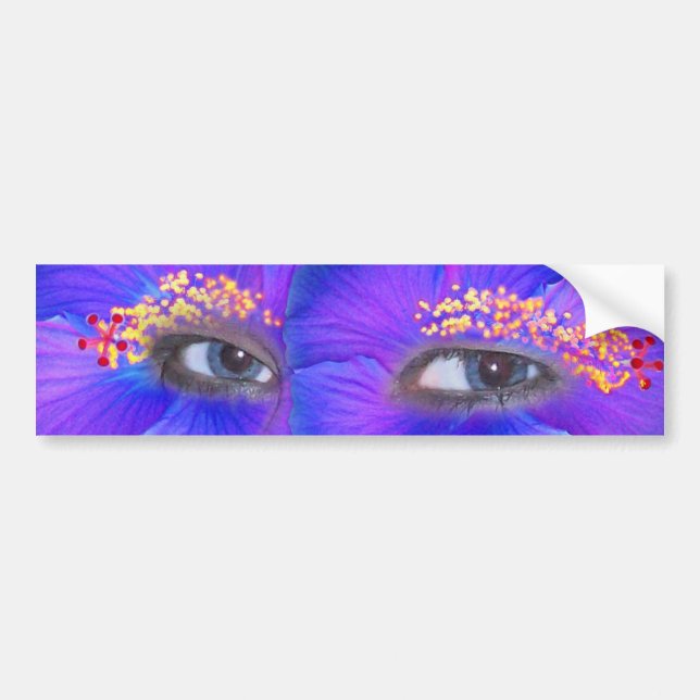 Hibiscus Eyes - Blue Bumper Sticker (Front)