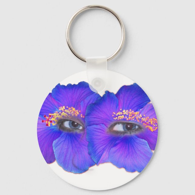 Hibiscus Eyes - Blue Keychain (Front)