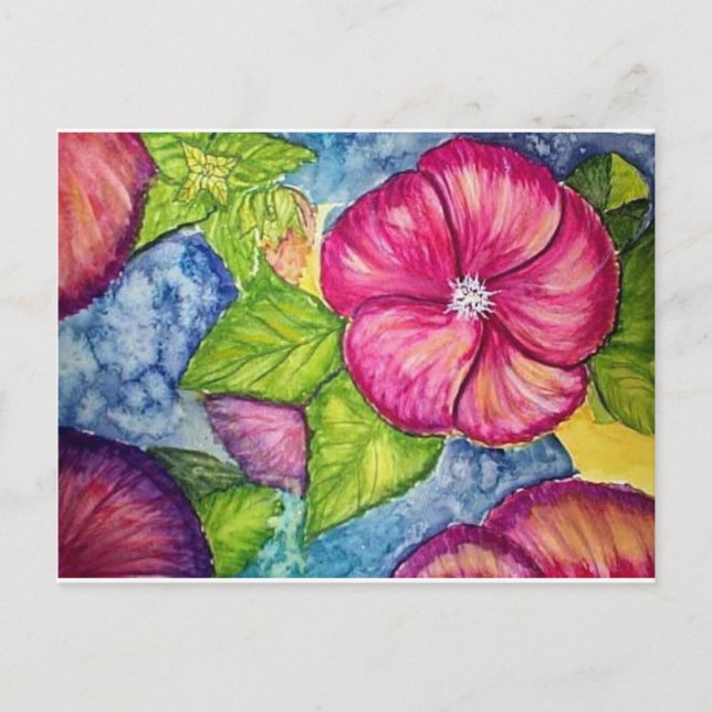 Hibiscus Fantasy Watercolor Postcard (Front)